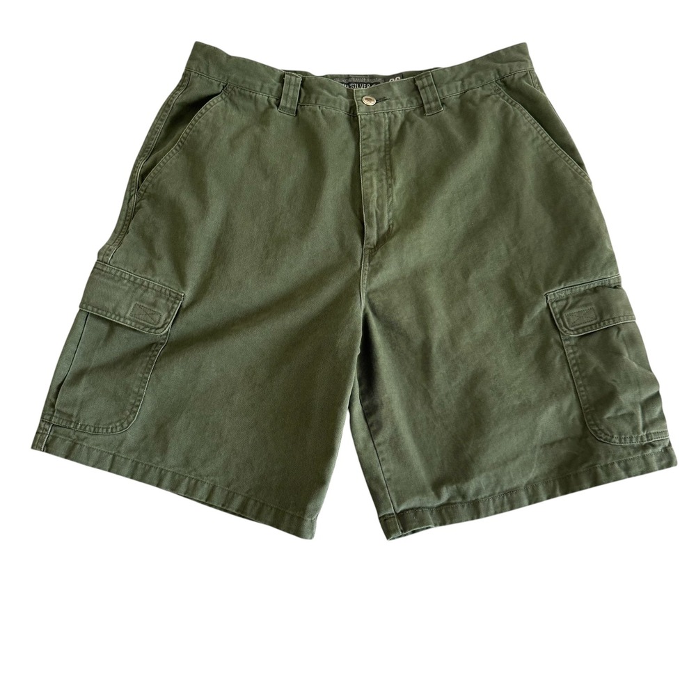 Quiksilver 36 (Actual 34x9) Olive Green Cotton Twill Men's Cargo Shorts